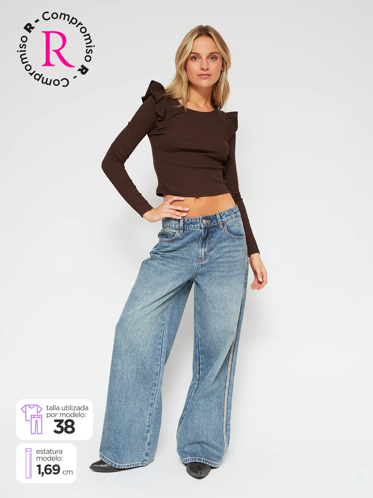 JEANS MUJER INDEX ALGODÓN FLARE CORTE BASTA - 1