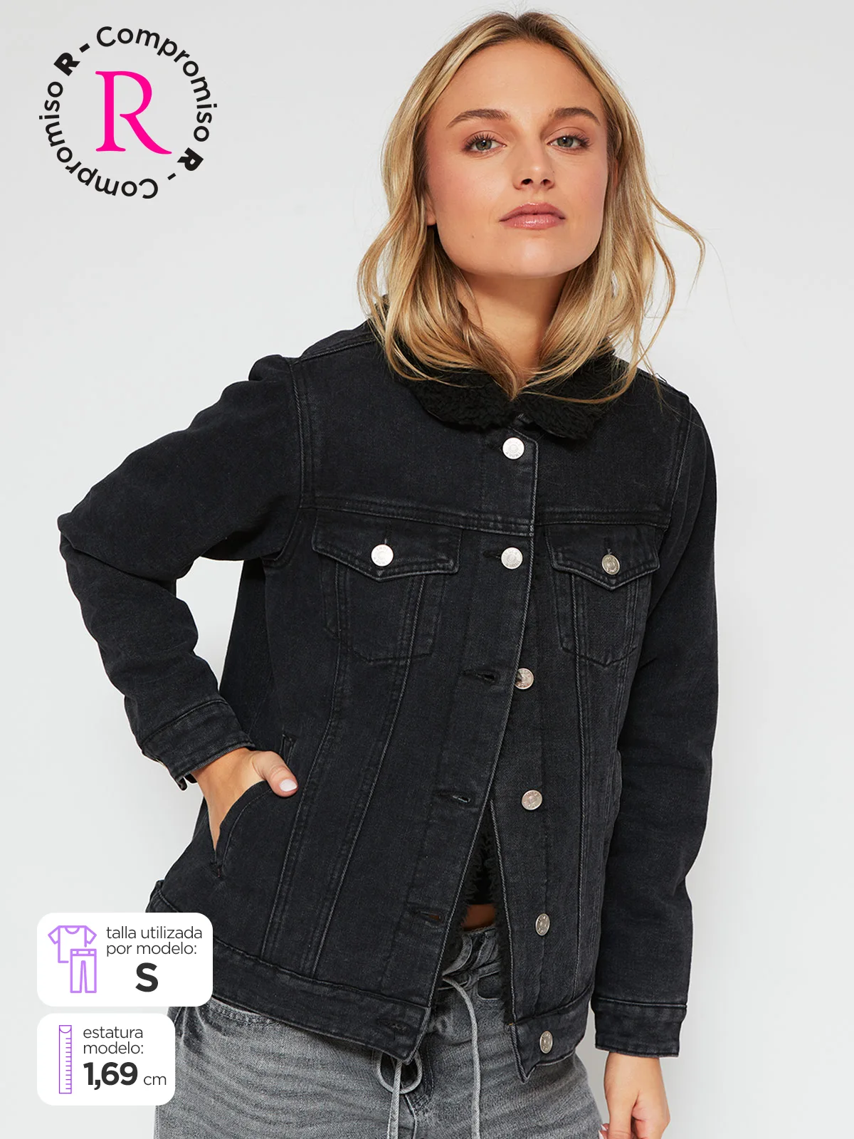 CHAQUETA MUJER INDEX ALGODÓN CORTO DENIM CHIPORRO - 1