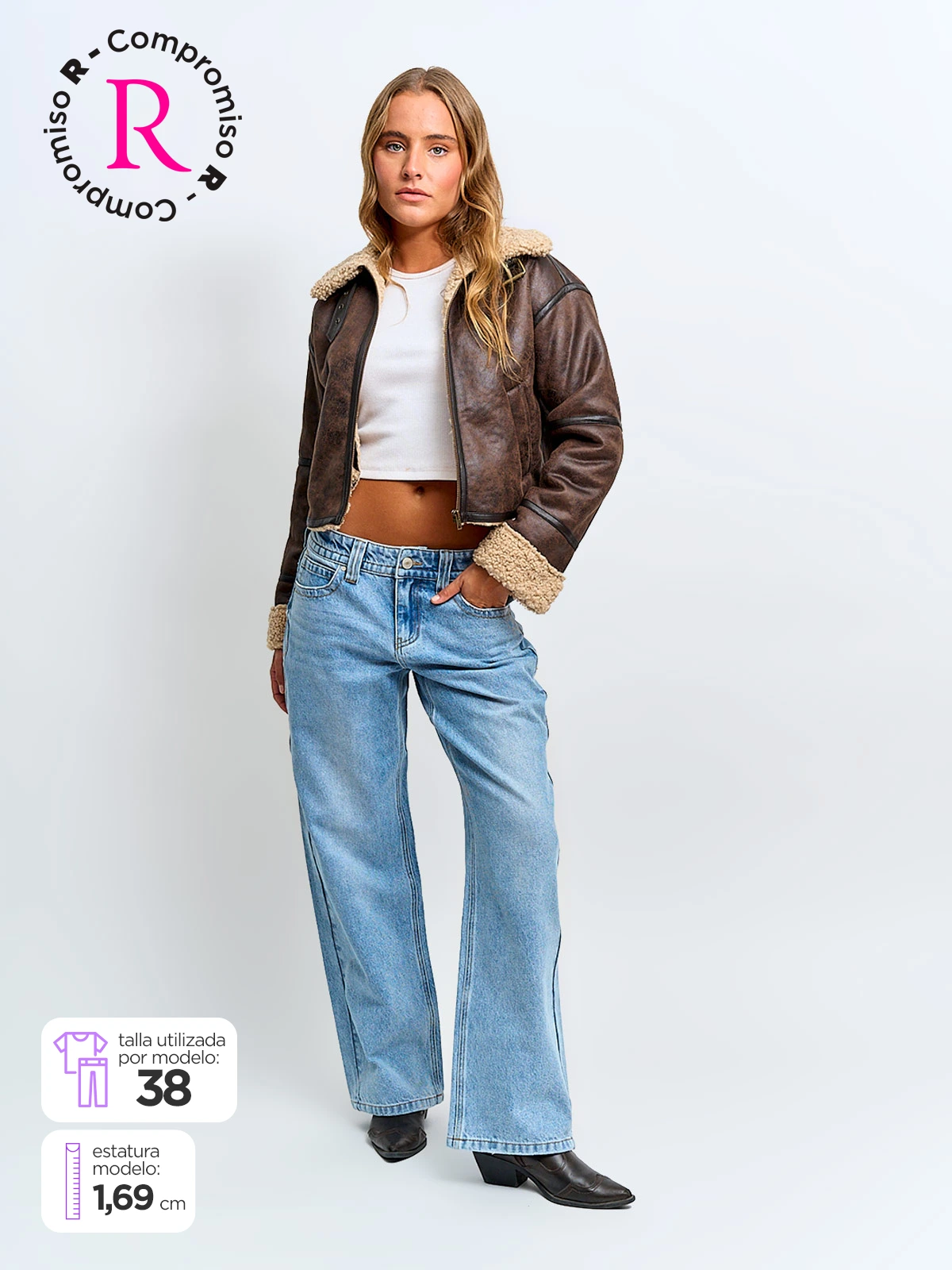 JEANS MUJER INDEX ALGODÓN WIDE LEG TIRO BAJO - 1
