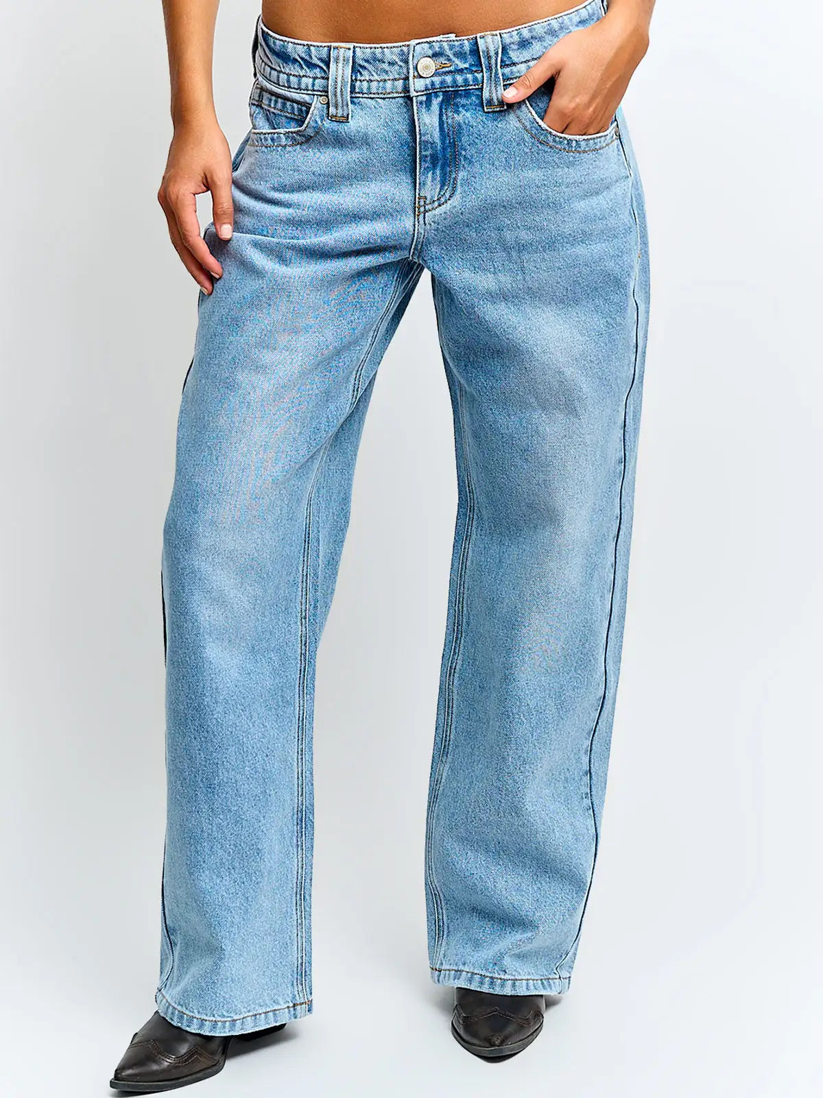 JEANS MUJER INDEX ALGODÓN WIDE LEG TIRO BAJO - 2