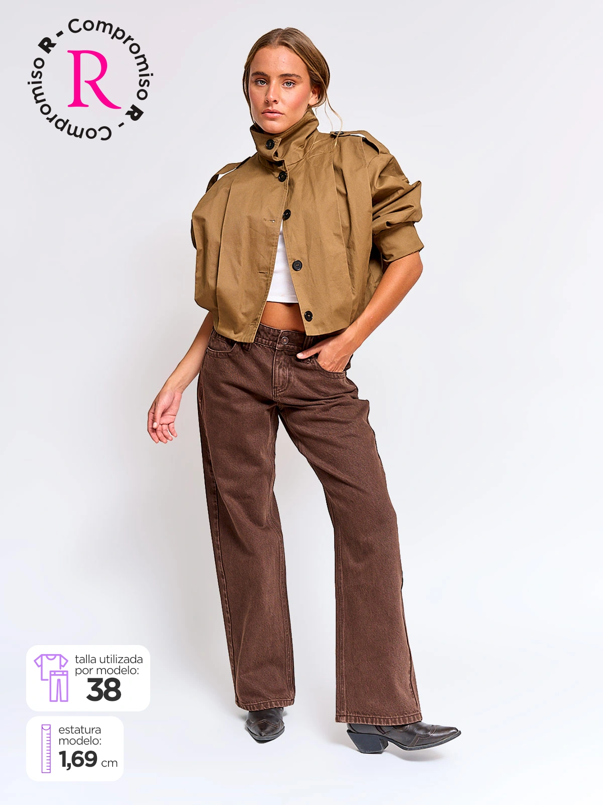 JEANS MUJER INDEX ALGODÓN WIDE LEG TIRO BAJO - 1