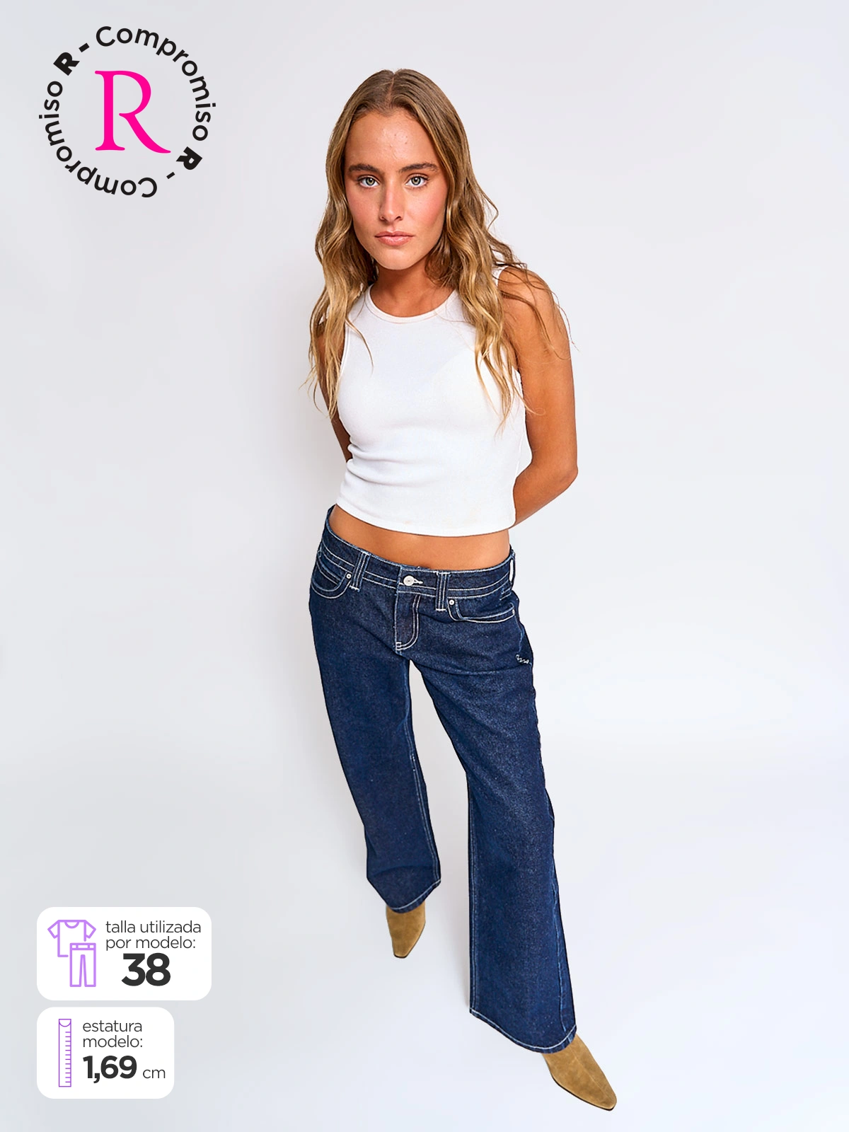 INDEX JEANS MUJER INDEX ALGODÓN WIDE LEG TIRO BAJO