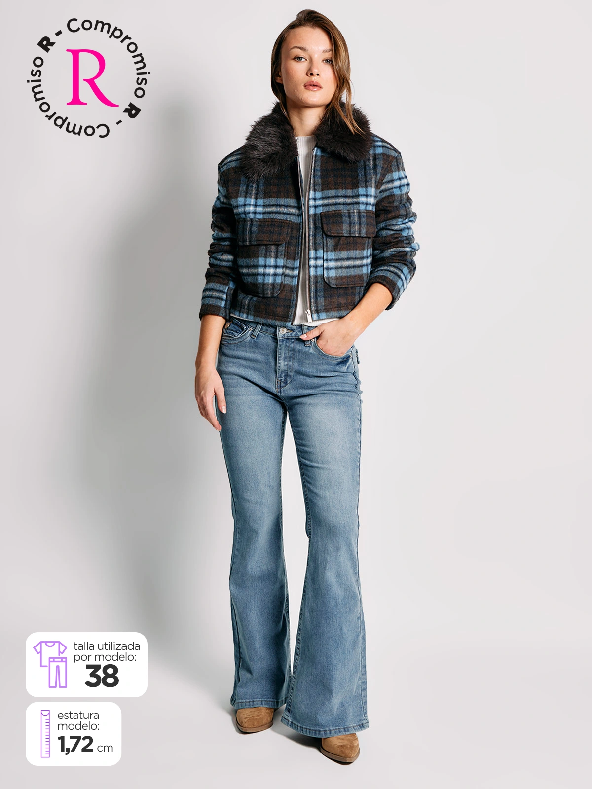 JEANS MUJER INDEX ALGODÓN FLARE BOLSILLOS TRASEROS - 1