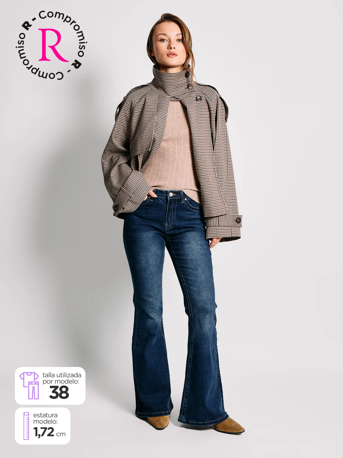 JEANS MUJER INDEX ALGODÓN FLARE BOLSILLOS TRASEROS - 1