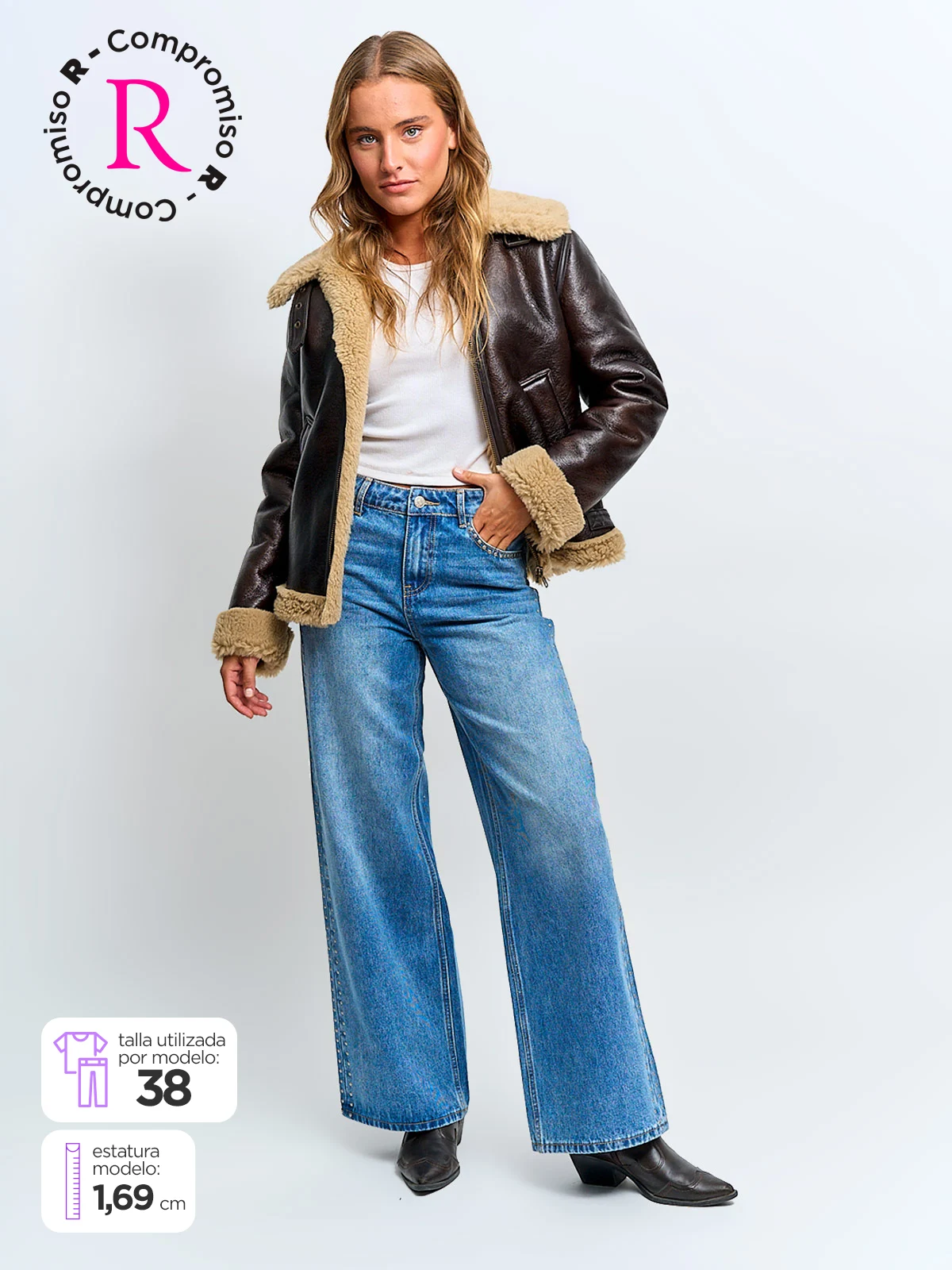 JEANS MUJER INDEX ALGODÓN RECTO TACHAS - 1