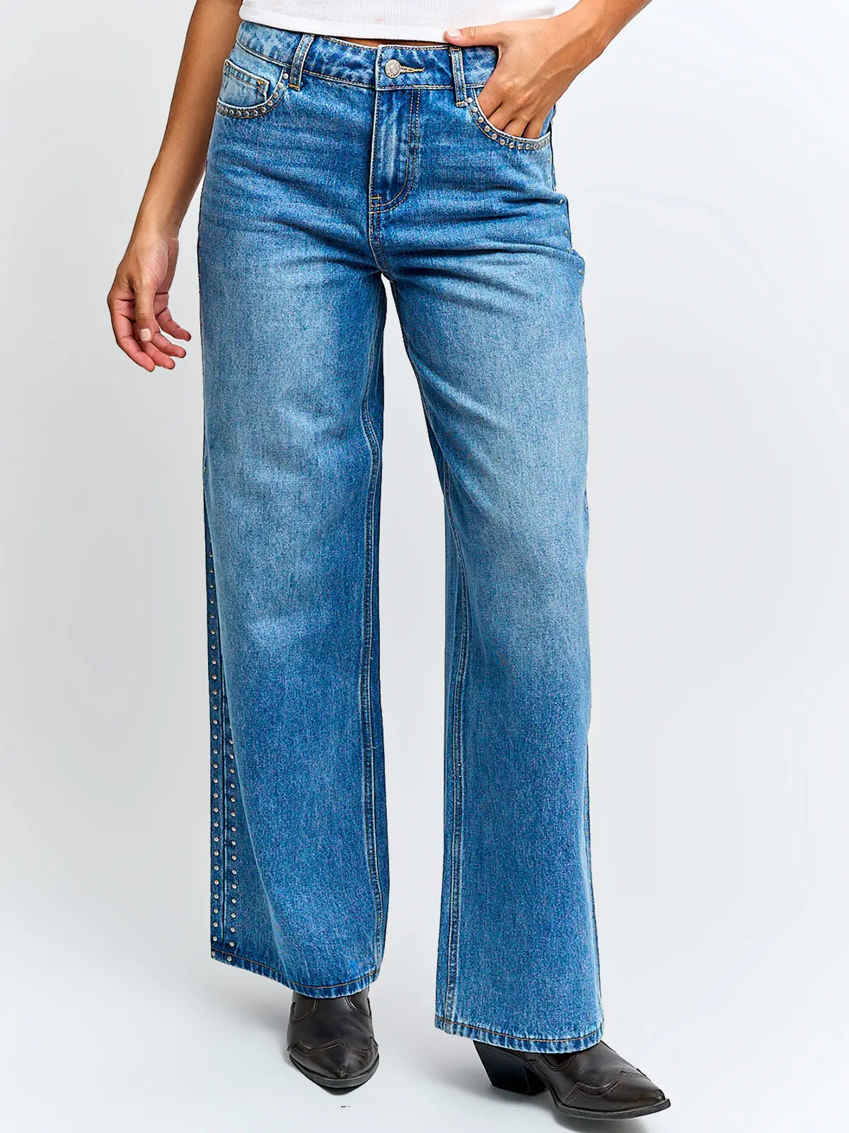 JEANS MUJER INDEX ALGODÓN RECTO TACHAS - 2