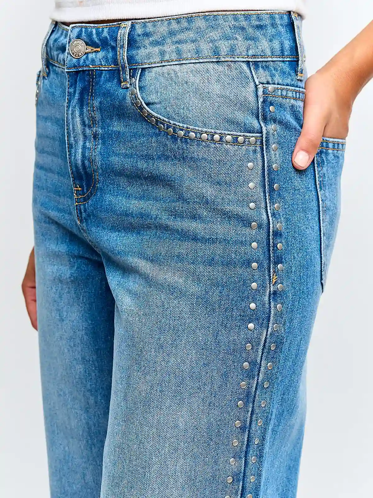 JEANS MUJER INDEX ALGODÓN RECTO TACHAS - 4