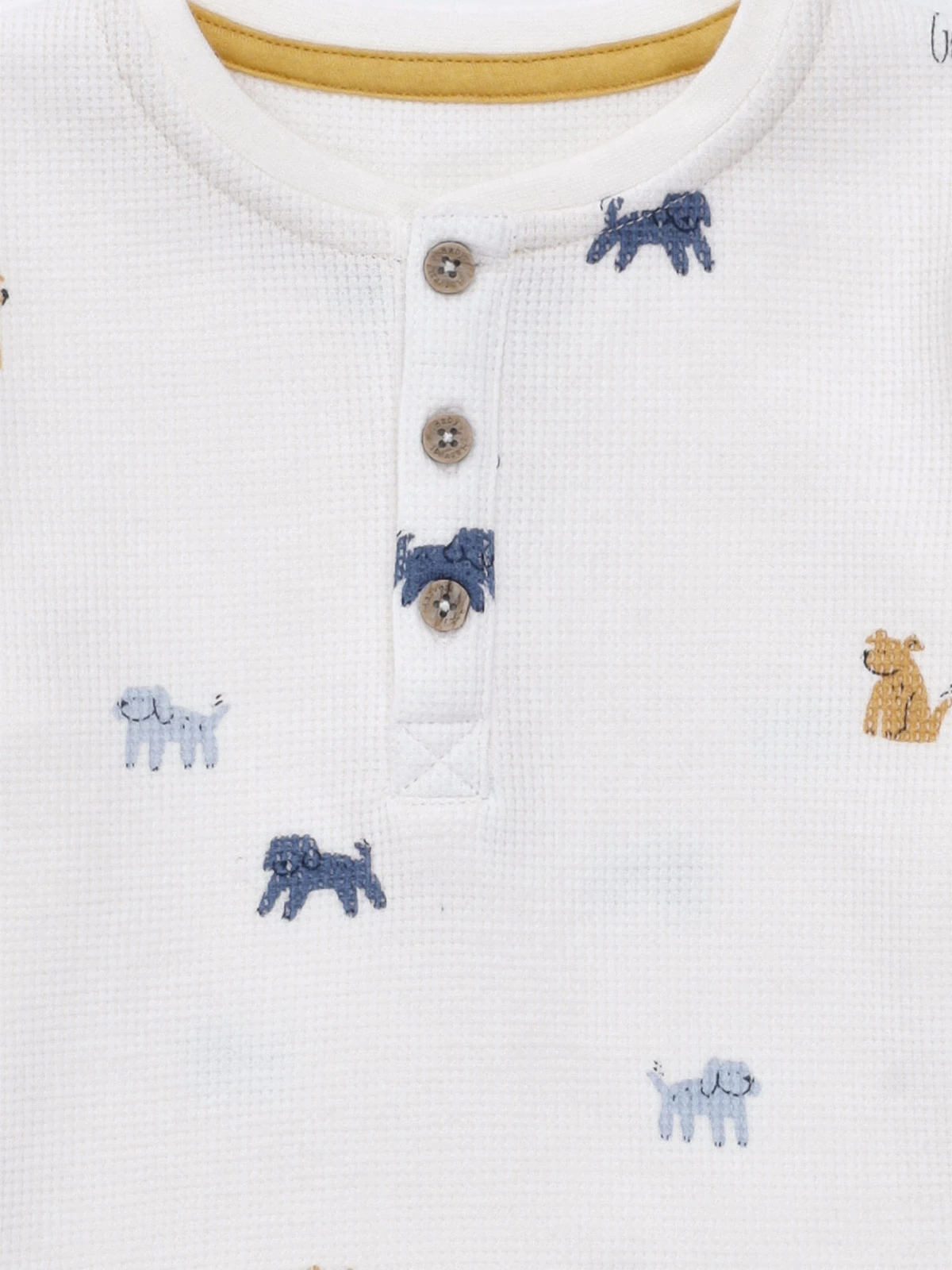 POLERA NIÑO BABY HARVEST TEXTURA WAFFLE BOTONS - 3