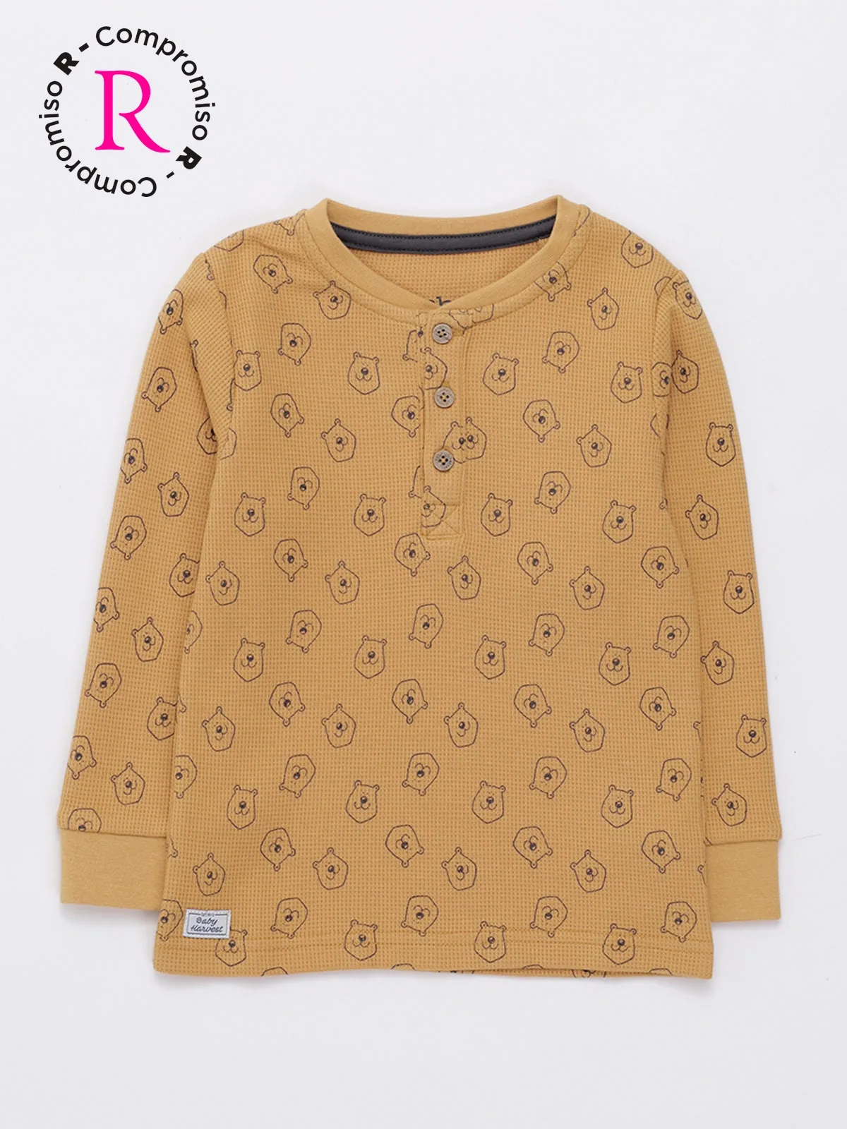 POLERA NIÑO BABY HARVEST TEXTURA WAFFLE BOTONS - 1