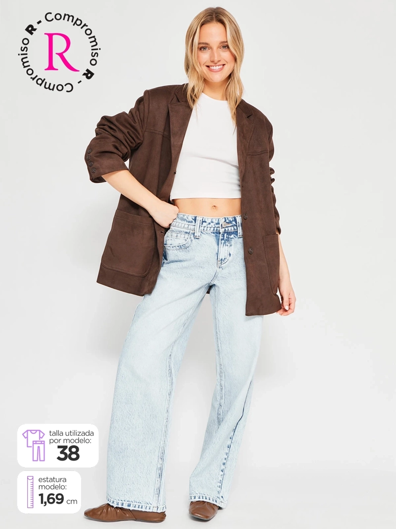 JEANS MUJER INDEX ALGODÓN WIDE LEG TIRO BAJO - 1