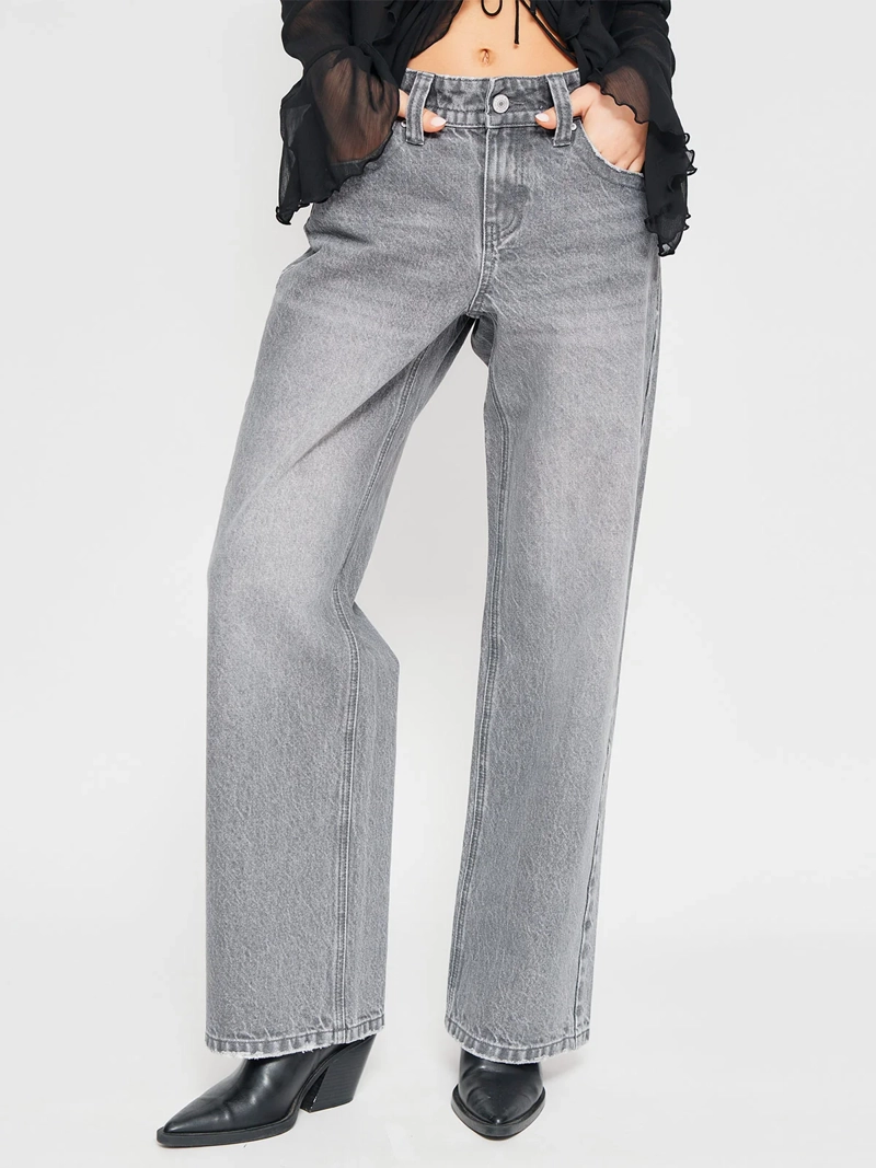 JEANS MUJER INDEX ALGODÓN WIDE LEG TIRO BAJO - 2