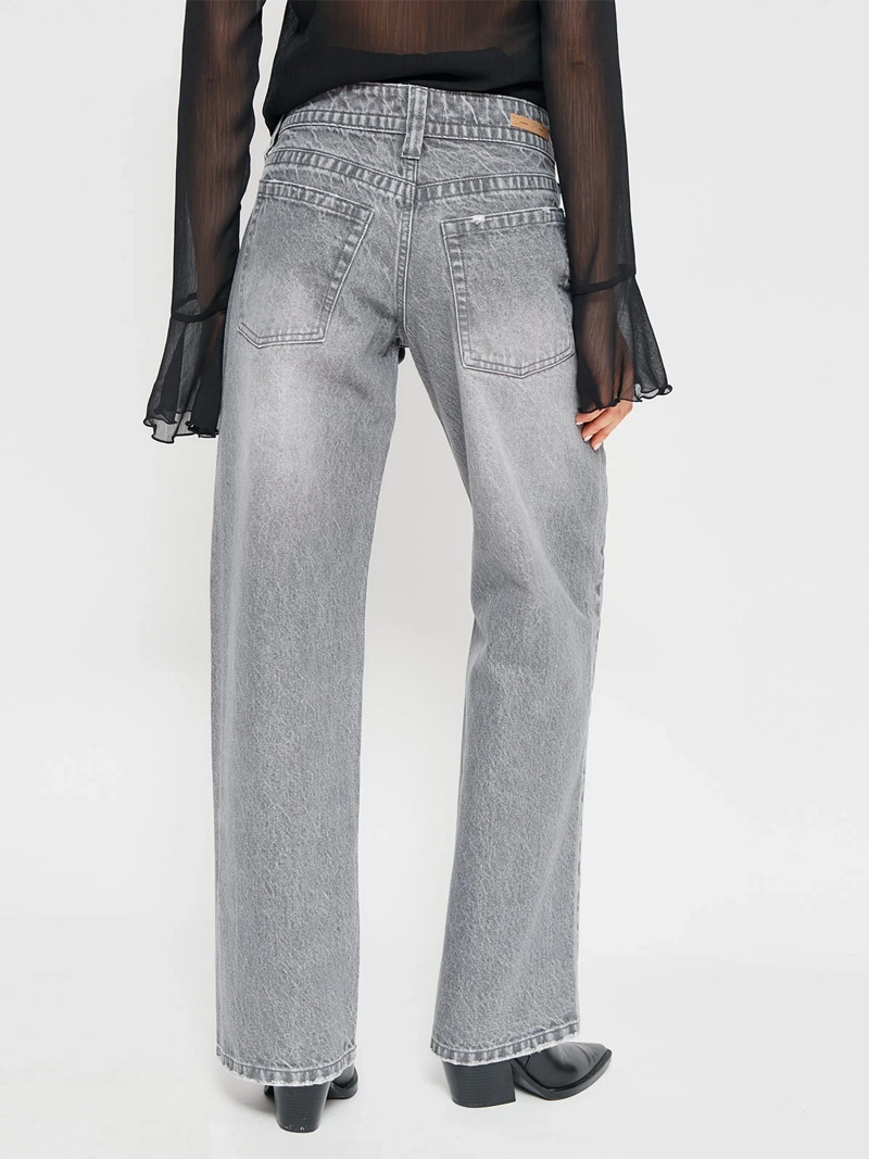 JEANS MUJER INDEX ALGODÓN WIDE LEG TIRO BAJO - 3