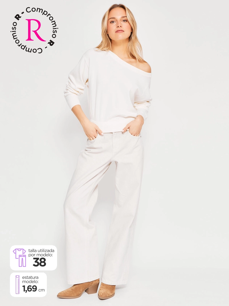 JEANS MUJER INDEX ALGODÓN WIDE LEG TIRO BAJO - 1