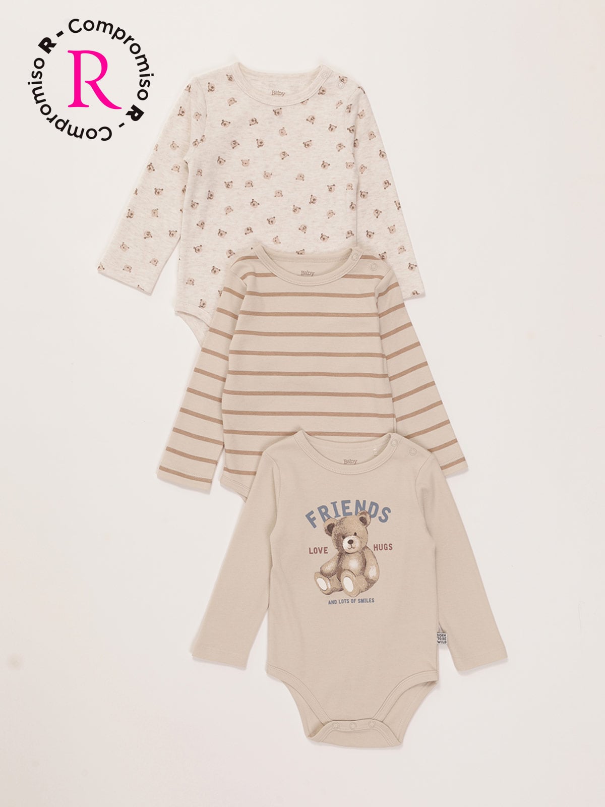 PACK X3 BODYS NIÑO BABY HARVEST ALGODÓN - 1