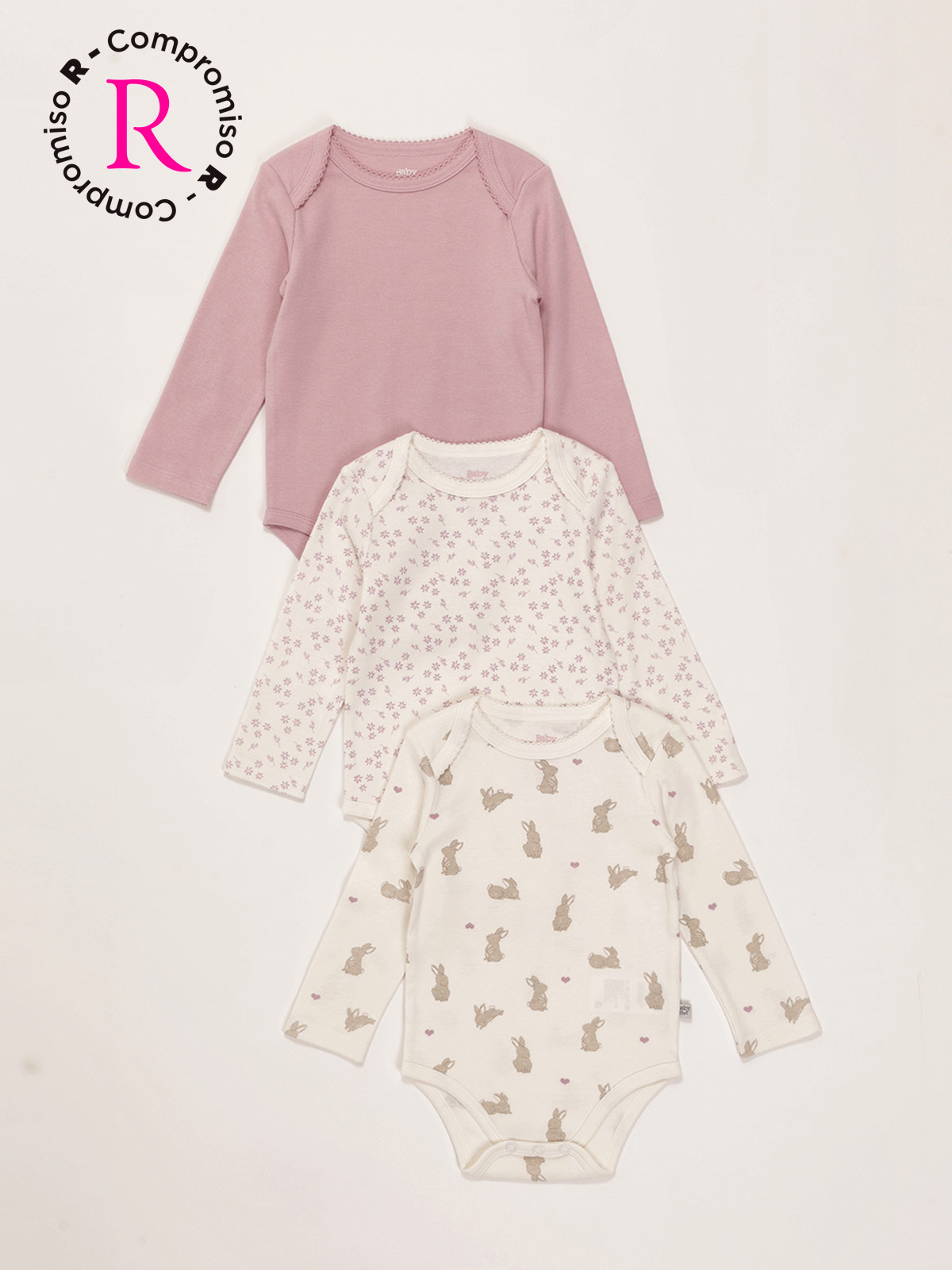 TRIPACK BODIES ALGODÓN NIÑA BABY HARVEST COLORES