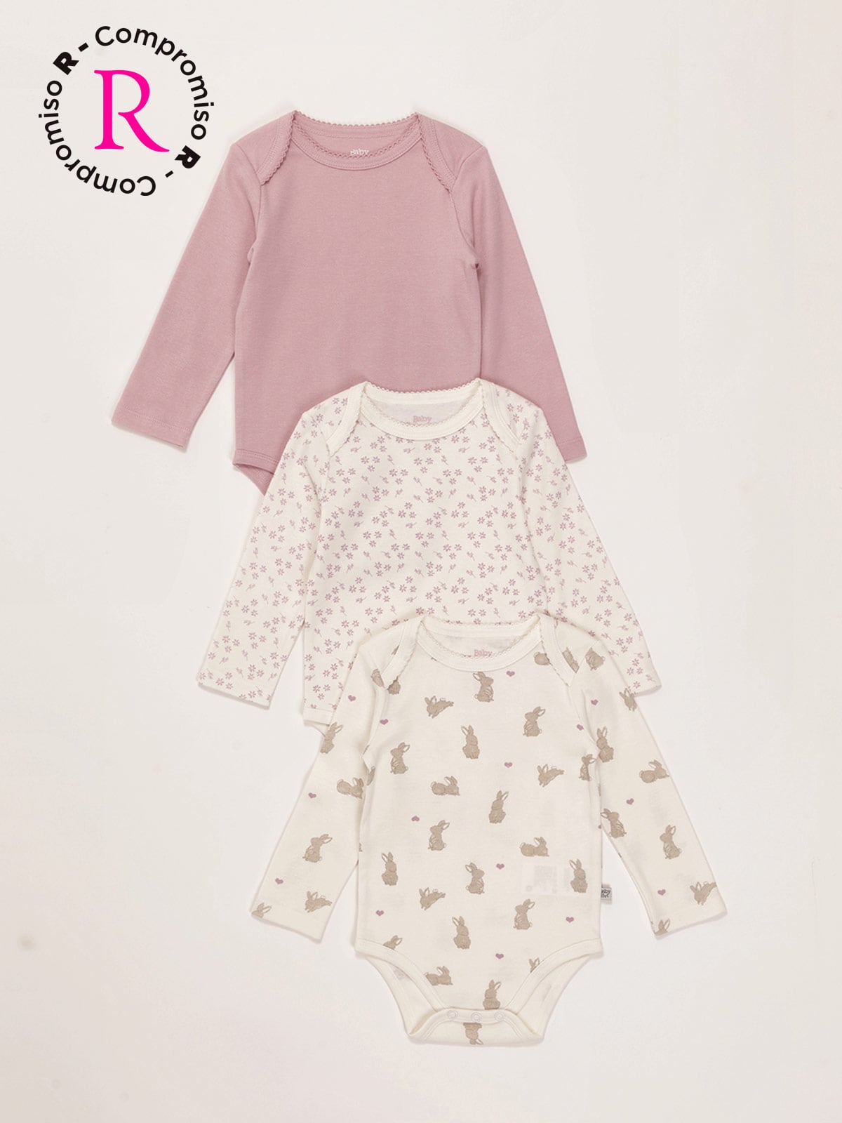 TRIPACK BODIES ALGODÓN NIÑA BABY HARVEST COLORES - 1