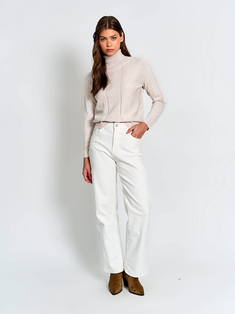 SWEATER MUJER AZIZ CUELLO TORTUGA BÁSICO TRENZADO - 4