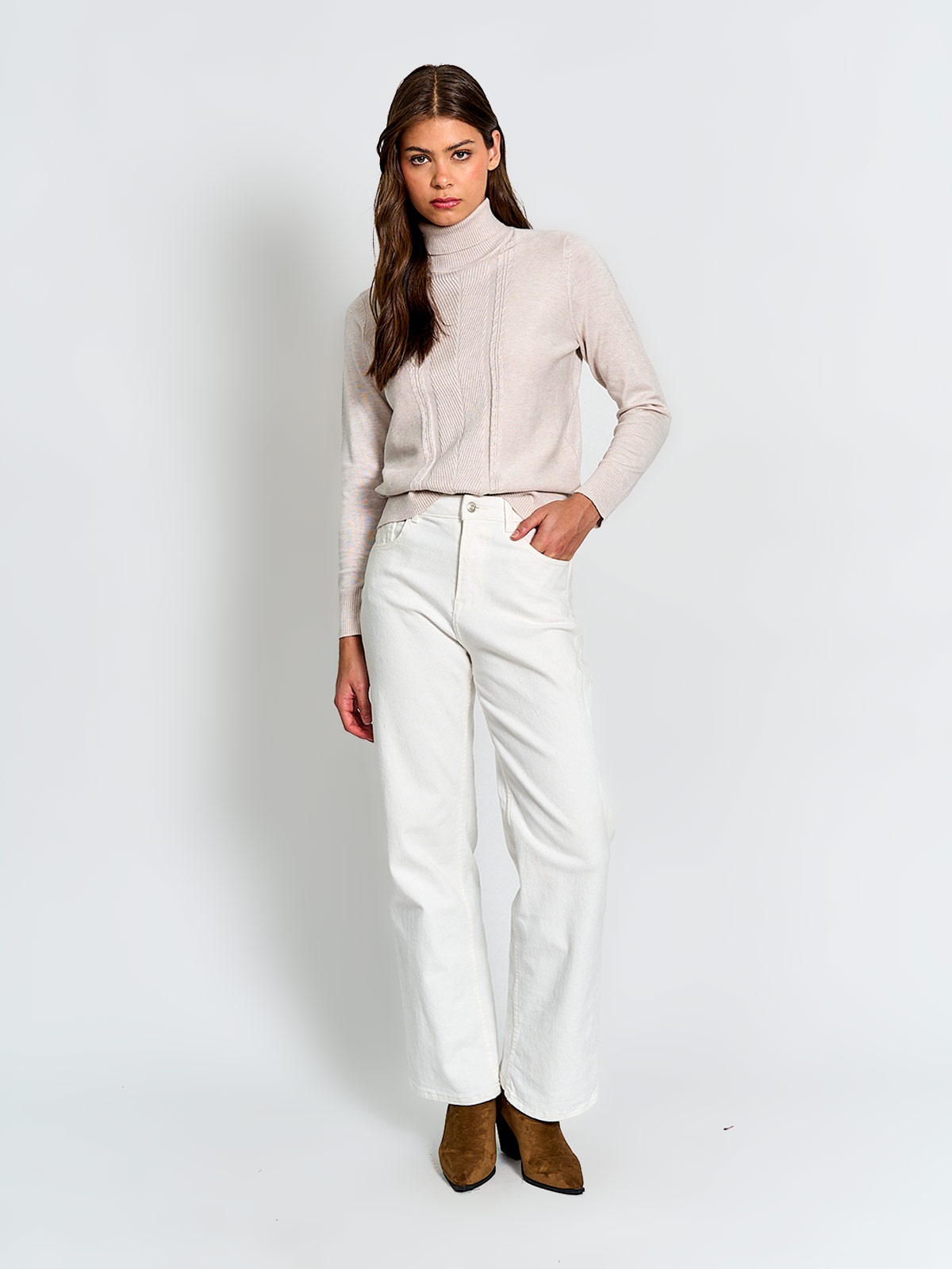 SWEATER MUJER AZIZ CUELLO TORTUGA BÁSICO TRENZADO - 4