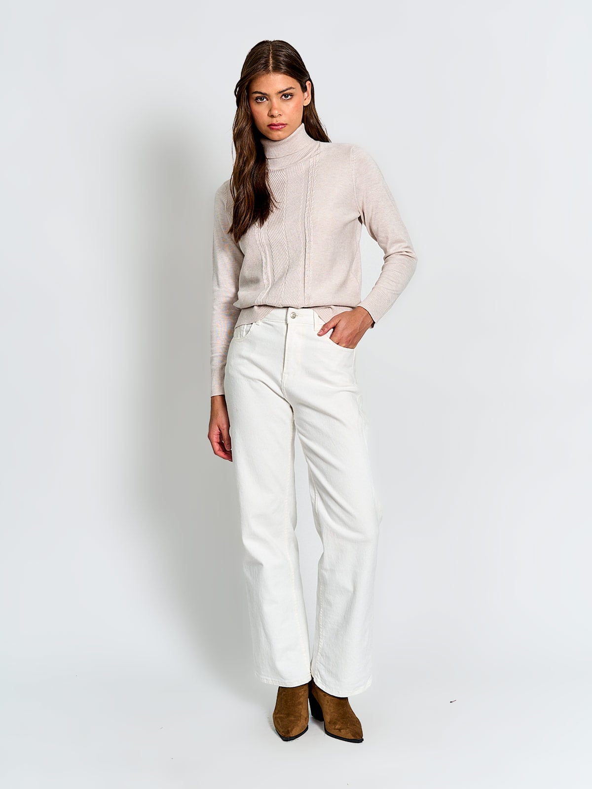 SWEATER MUJER AZIZ CUELLO TORTUGA BÁSICO TRENZADO - 4