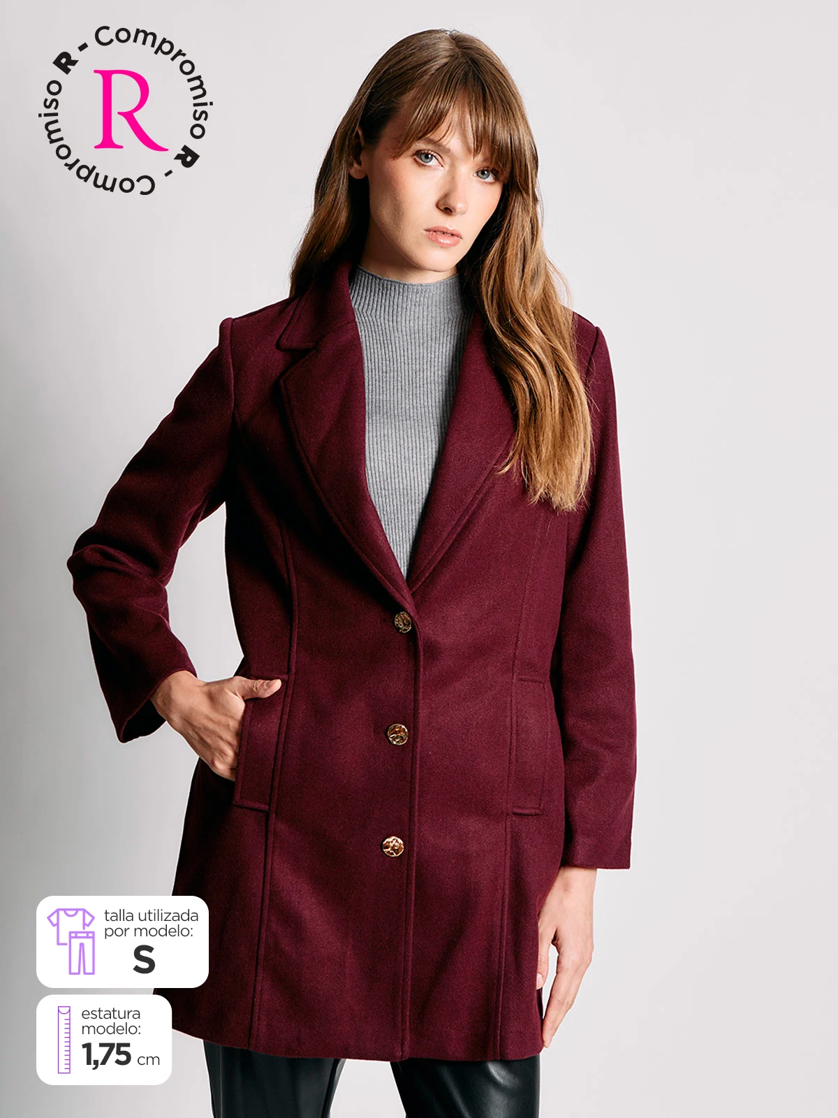 CACHAREL ABRIGO MUJER CACHAREL TIPO BLAZER LARGO BOTONES