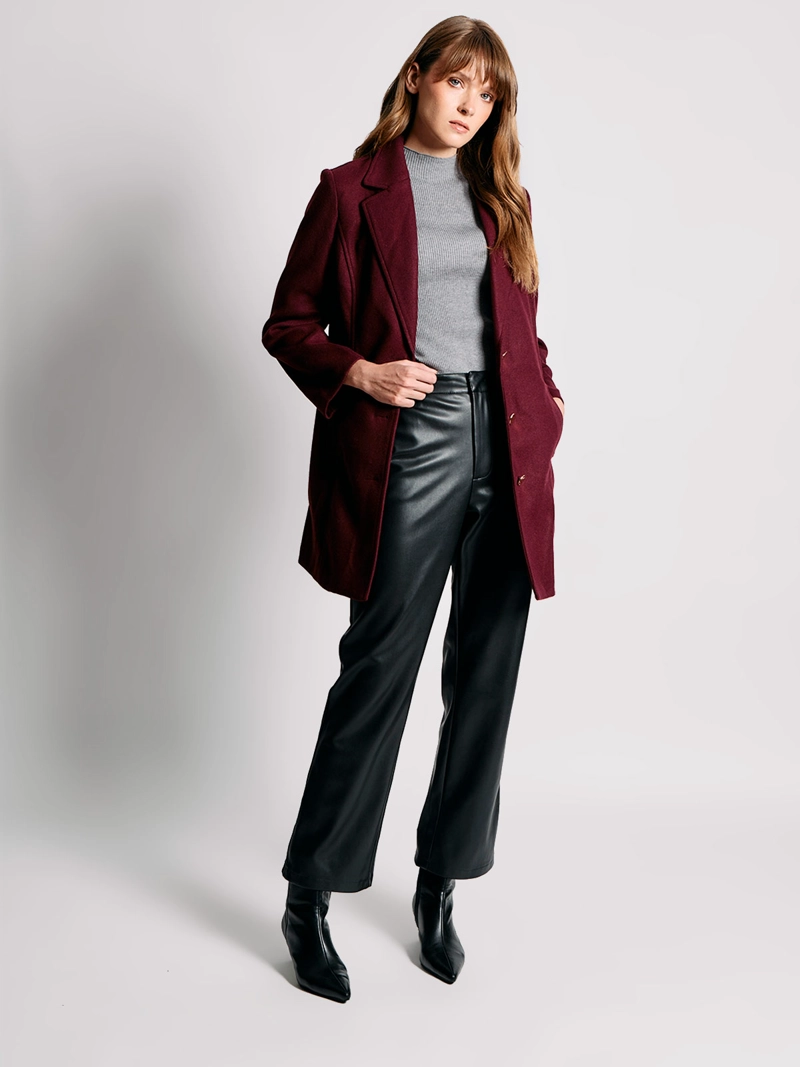 ABRIGO MUJER CACHAREL TIPO BLAZER LARGO BOTONES - 4