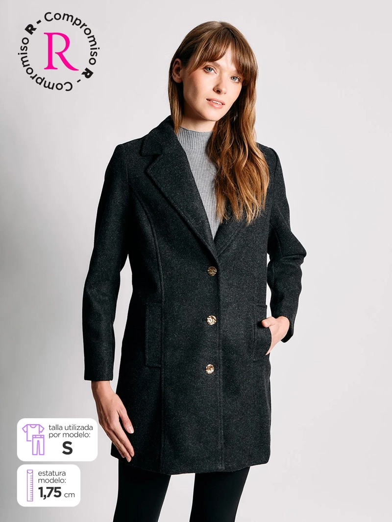 ABRIGO MUJER CACHAREL TIPO BLAZER LARGO BOTONES - 1
