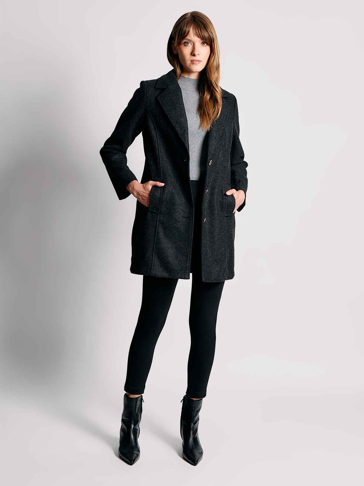 ABRIGO MUJER CACHAREL TIPO BLAZER LARGO BOTONES - 4