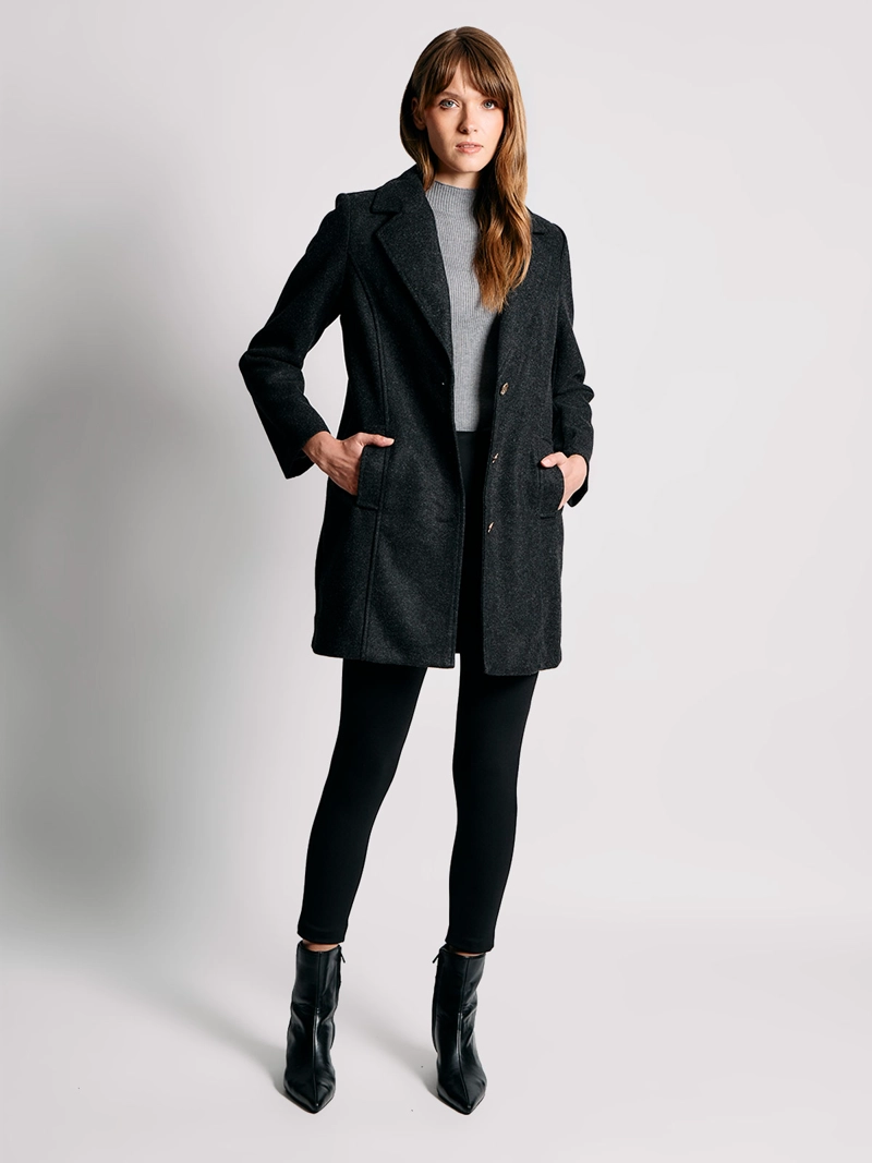 ABRIGO MUJER CACHAREL TIPO BLAZER LARGO BOTONES - 4
