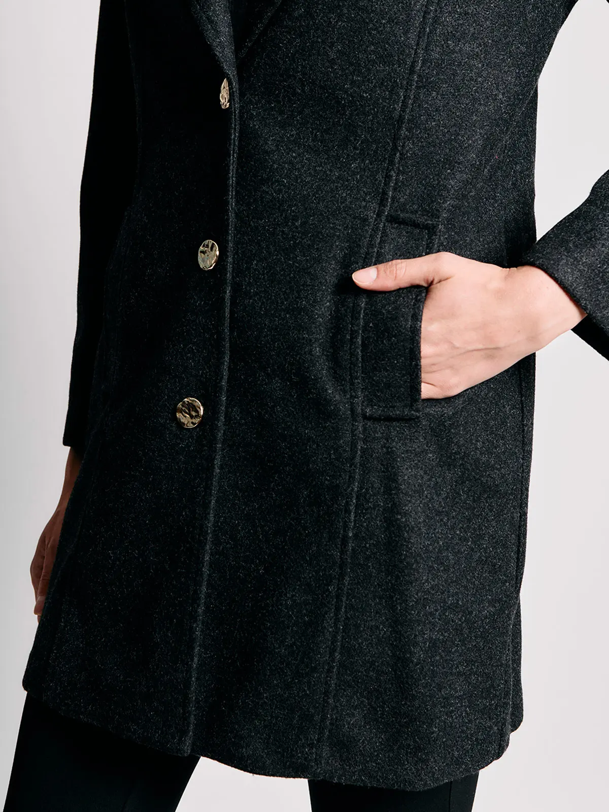 ABRIGO MUJER CACHAREL TIPO BLAZER LARGO BOTONES - 3