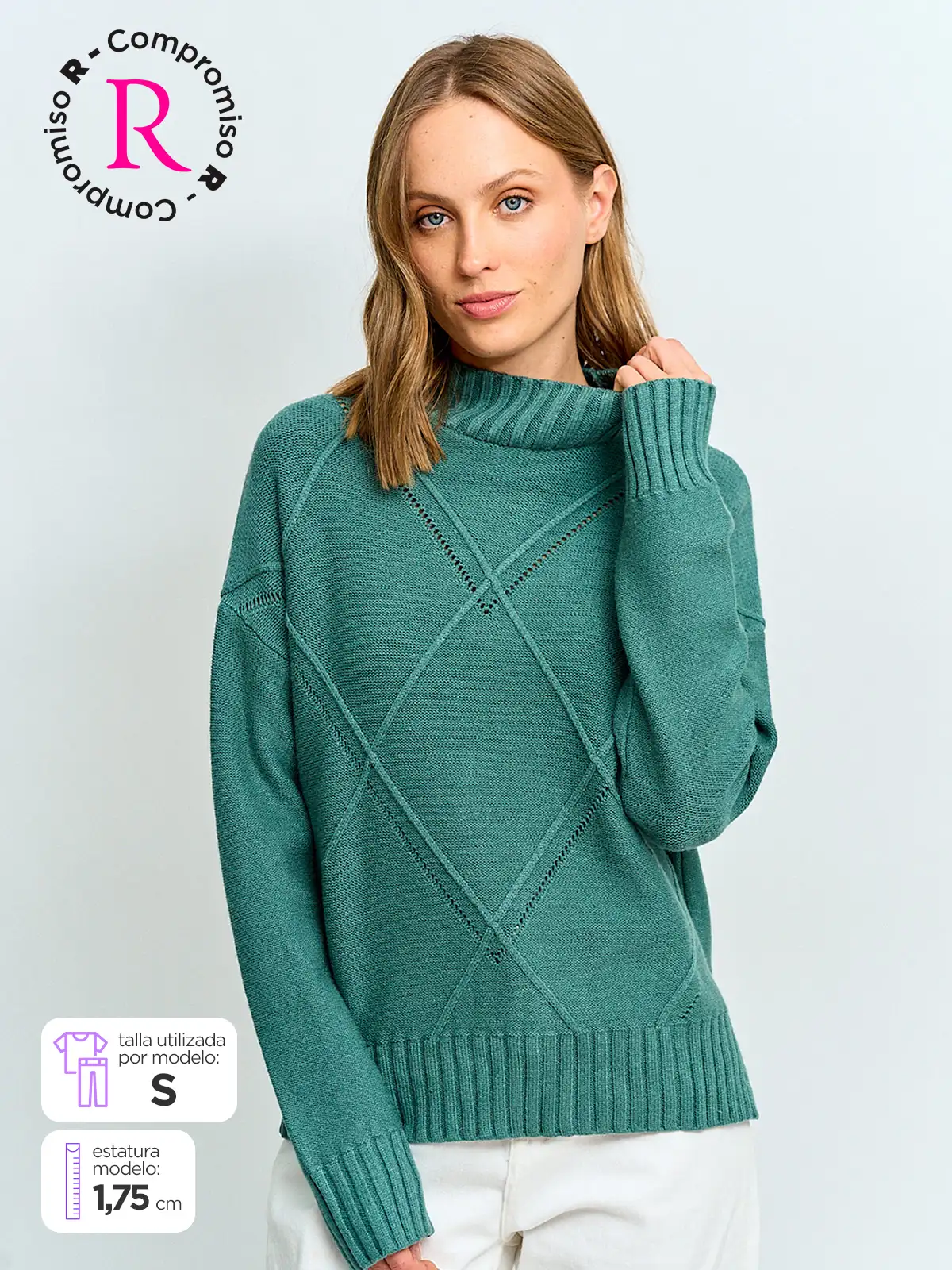 SWEATER MUJER REGATTA CUELLO MOCK MANGA LARGA TRENZA DIAGONAL - 1