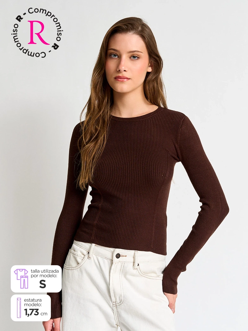 SWEATER MUJER INDEX MANGA LARGA AJUSTADO - 1