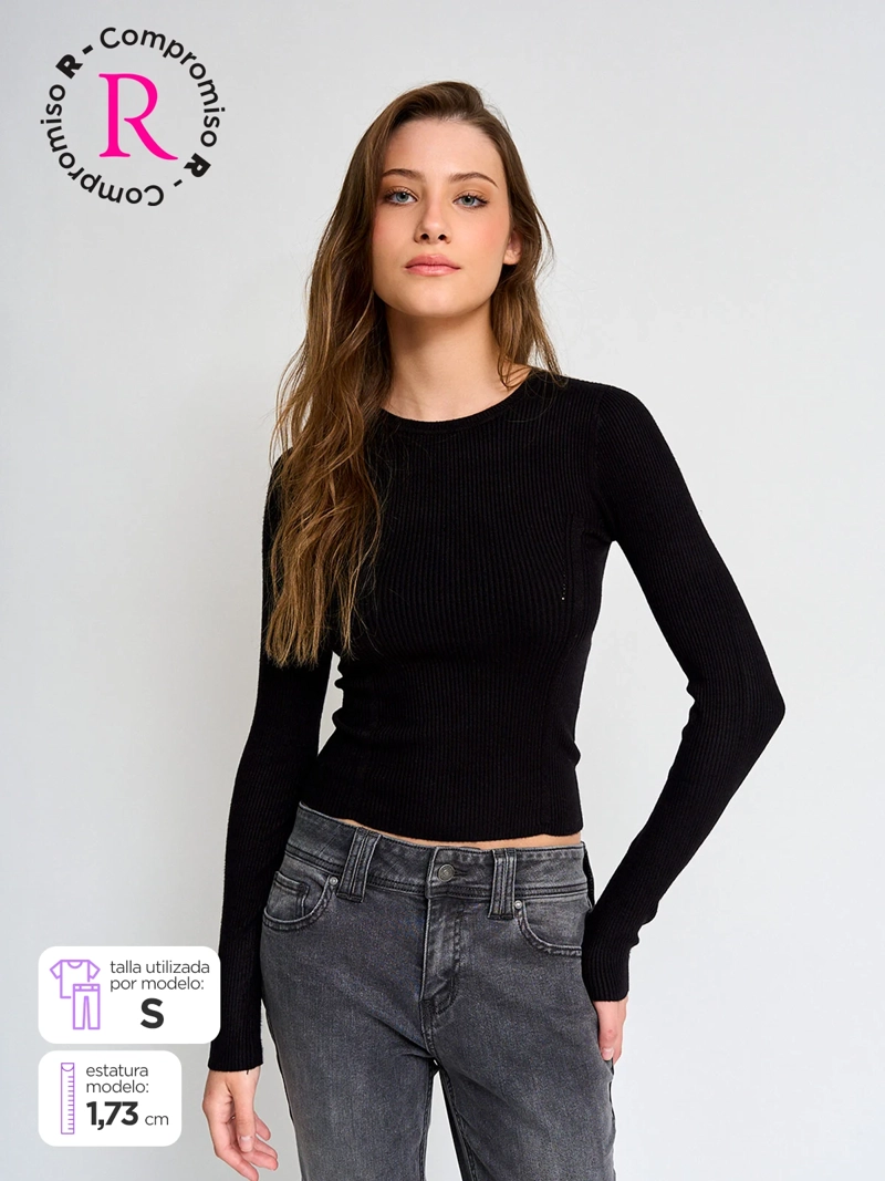 SWEATER MUJER INDEX MANGA LARGA AJUSTADO - 1