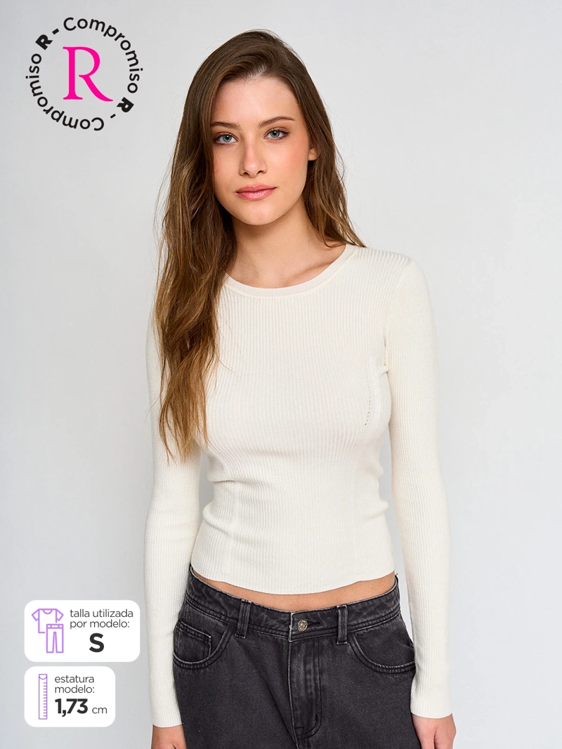 SWEATER MUJER INDEX MANGA LARGA AJUSTADO - 1