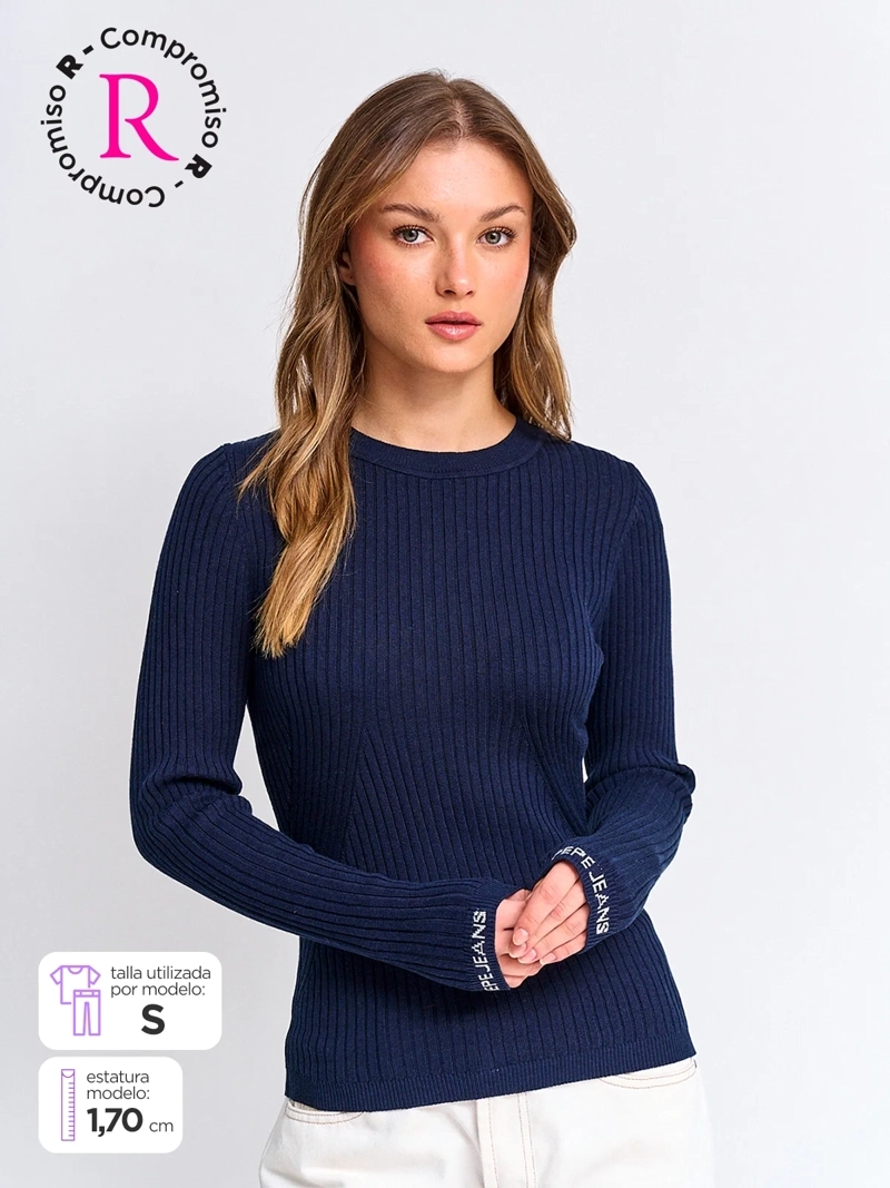POLERA MUJER PEPE JEANS ALGODÓN RIB - 1
