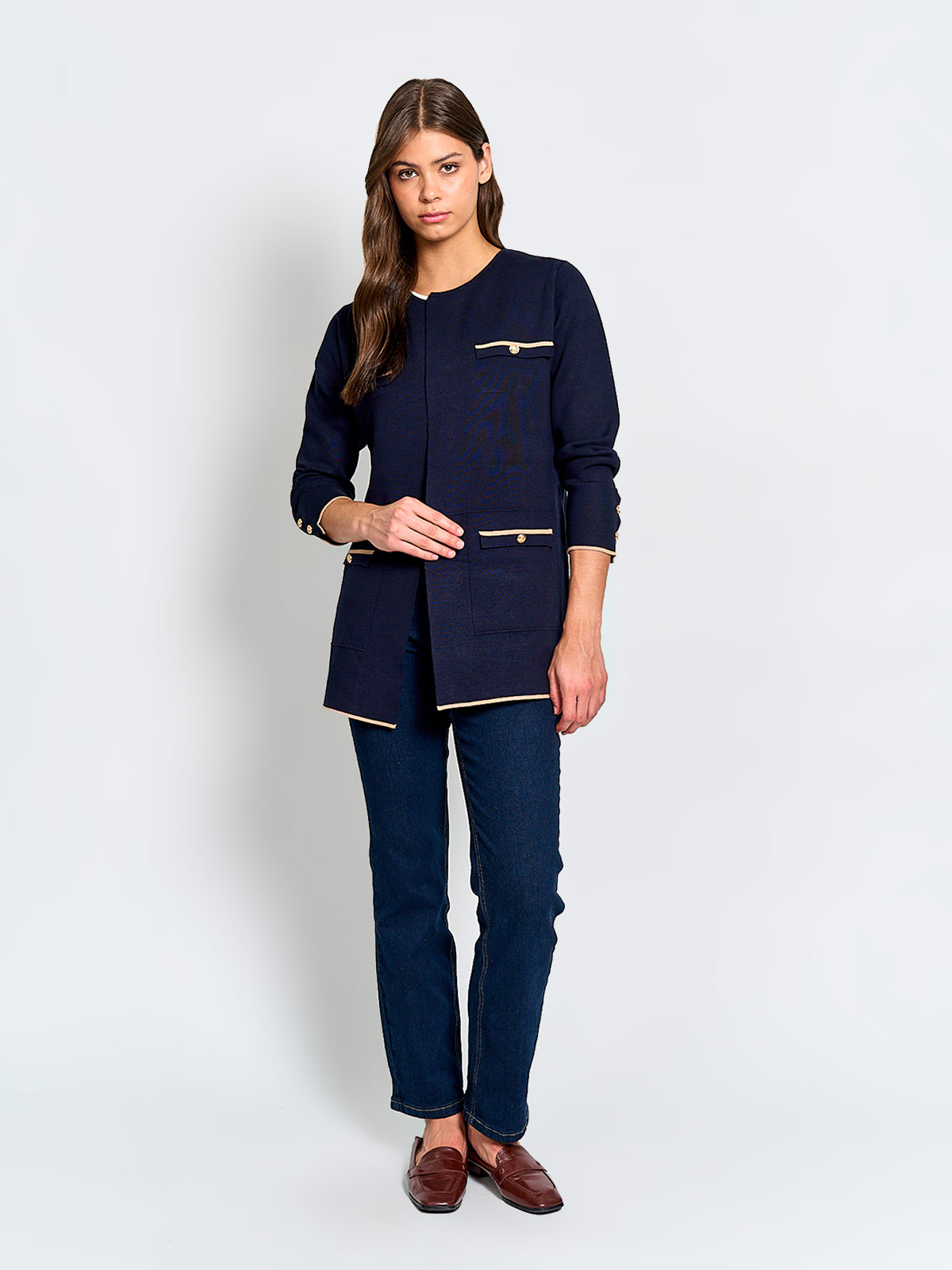 CARDIGAN MUJER CACHAREL LARGO BOTONES - 4