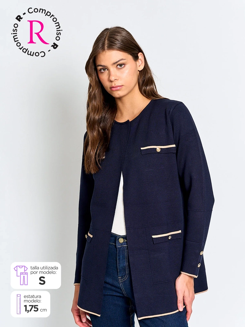 CARDIGAN MUJER CACHAREL LARGO BOTONES - 1