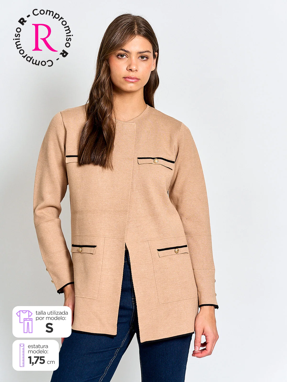 CARDIGAN MUJER CACHAREL LARGO BOTONES - 1