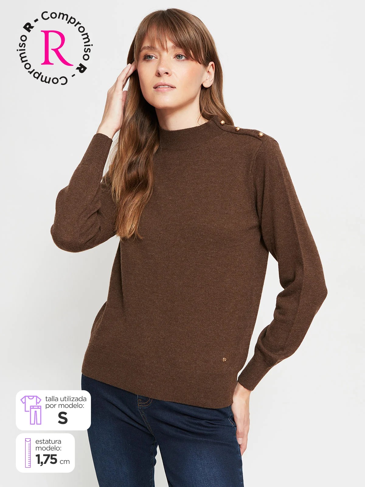 SWEATER MUJER CACHAREL LANA MANGA LARGA BOTONES - 1