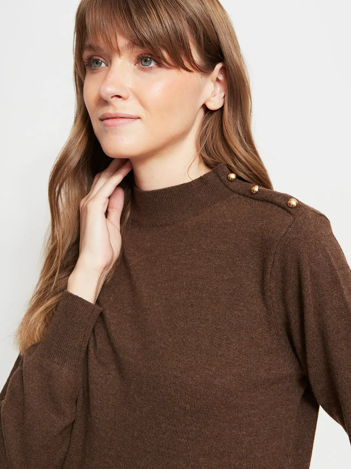 SWEATER MUJER CACHAREL LANA MANGA LARGA BOTONES - 3