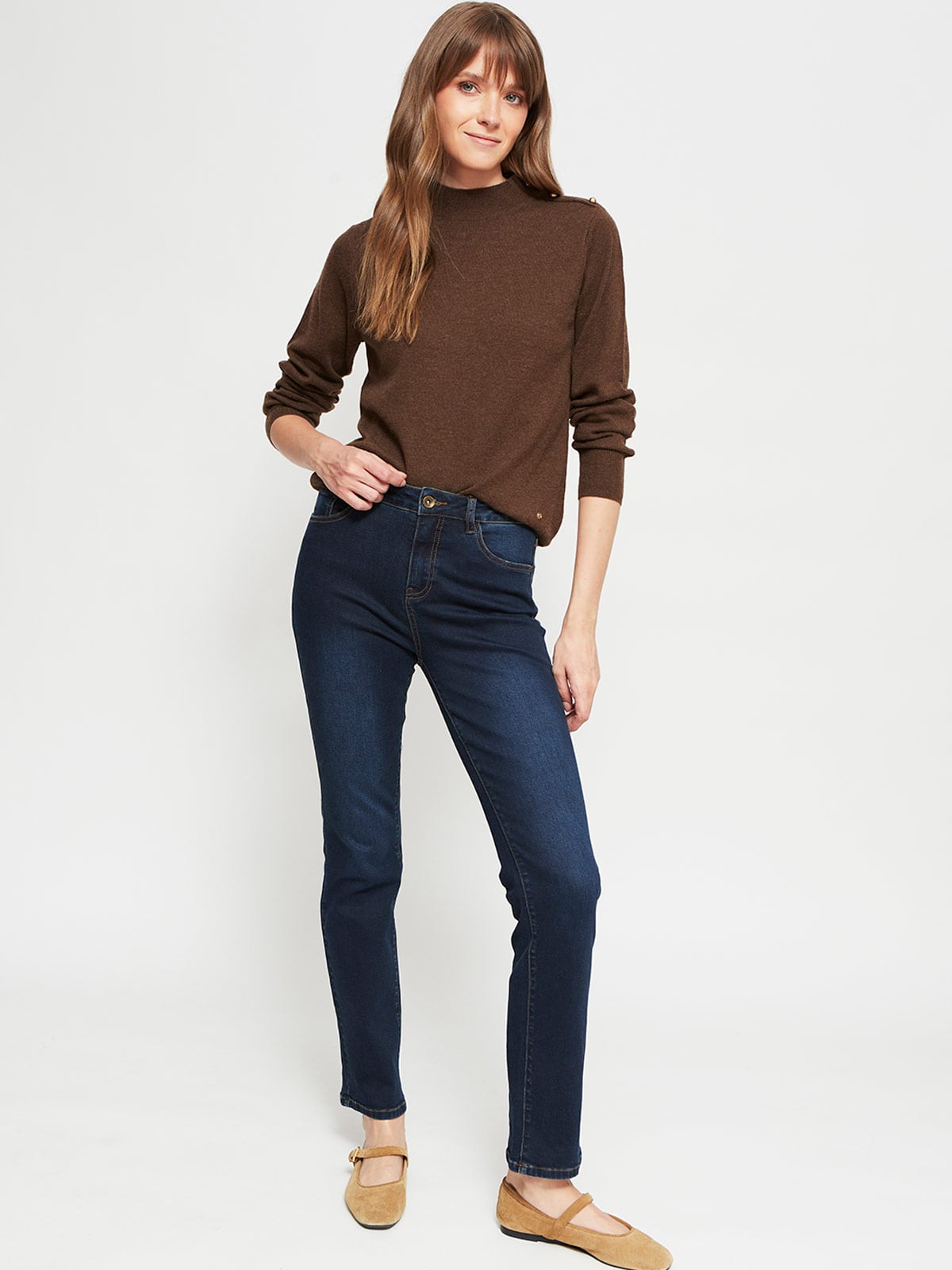 SWEATER MUJER CACHAREL LANA MANGA LARGA BOTONES - 4
