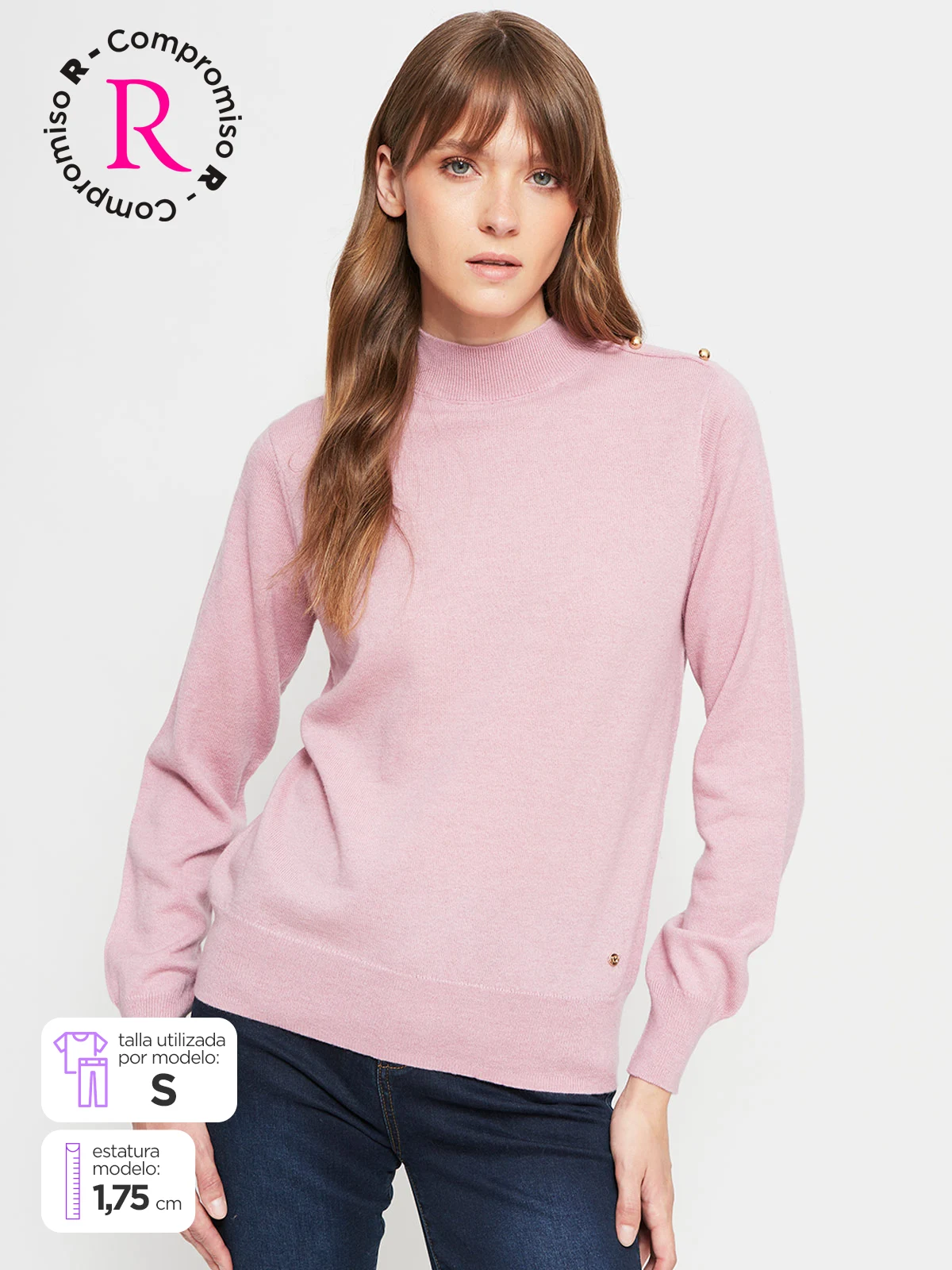 SWEATER MUJER CACHAREL LANA MANGA LARGA BOTONES - 1