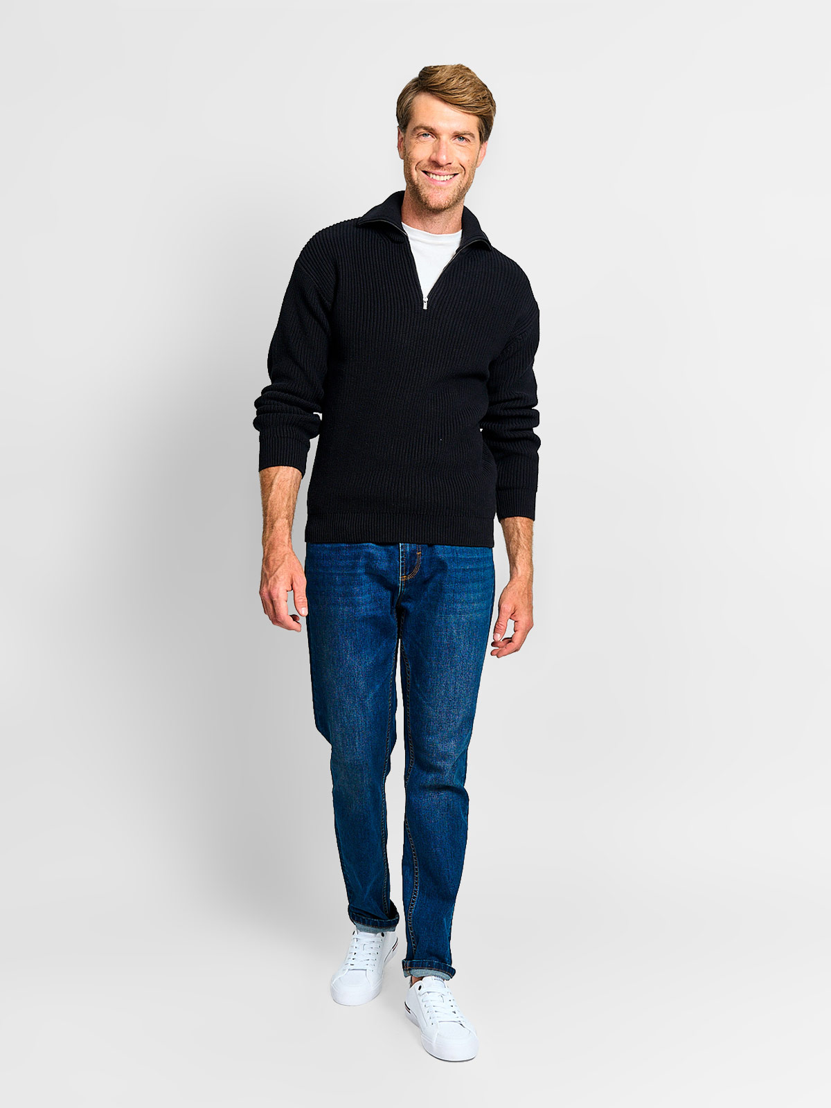 SWEATER HOMBRE CACHAREL ALGODÓN HALF ZIPPER TEXTURA - 4