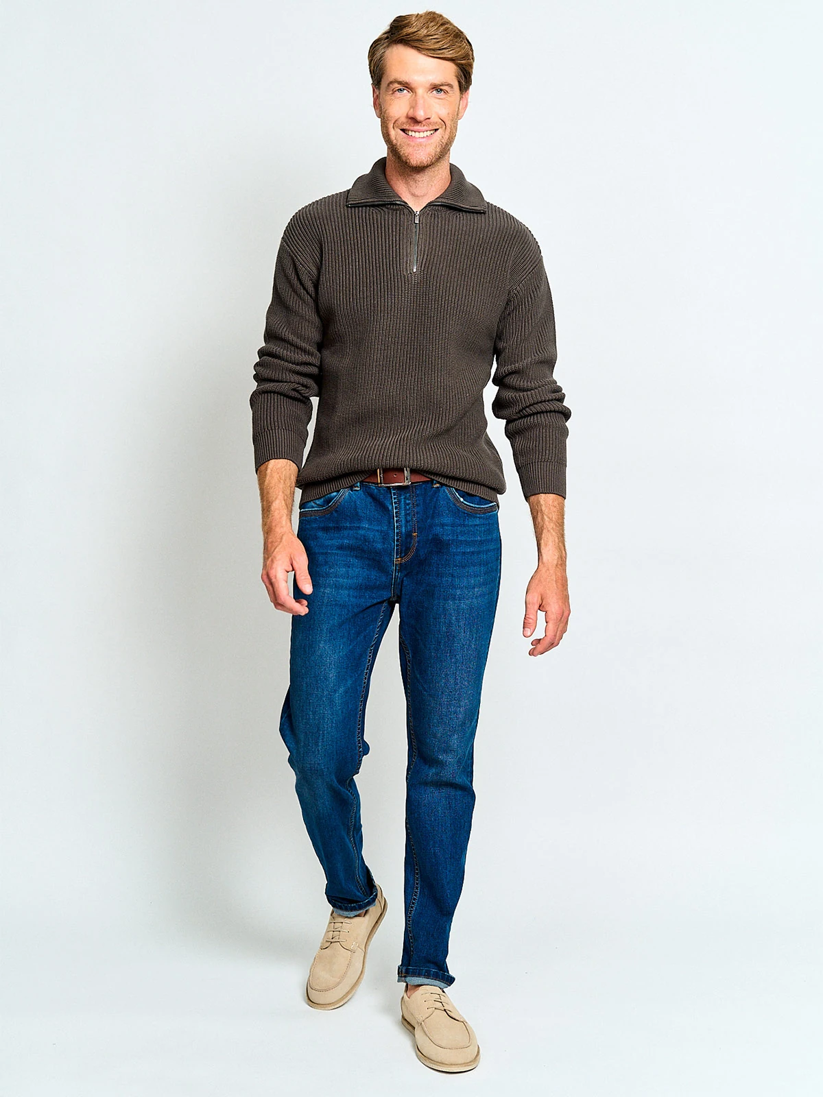 SWEATER HOMBRE CACHAREL ALGODÓN HALF ZIPPER TEXTURA - 4