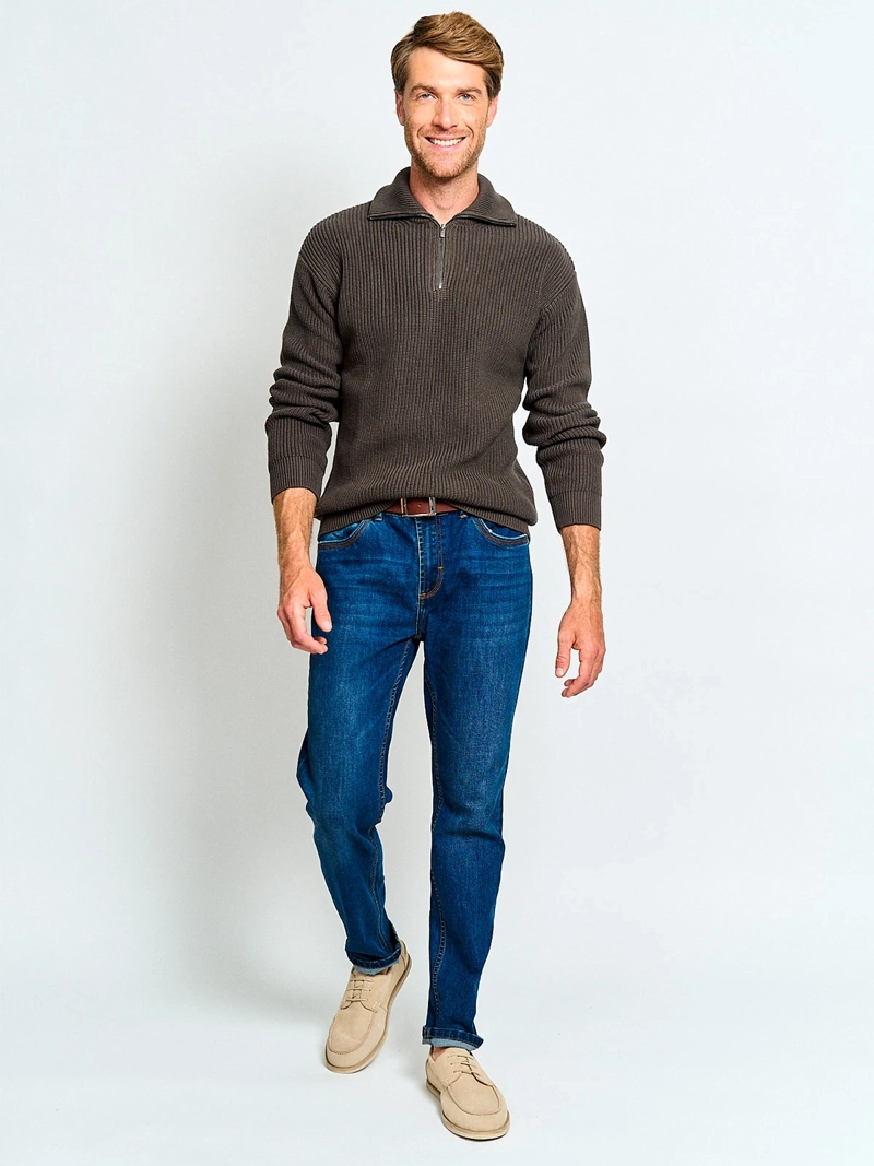 SWEATER HOMBRE CACHAREL ALGODÓN HALF ZIPPER TEXTURA - 4