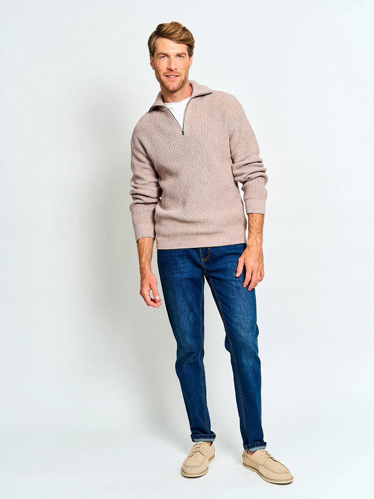 SWEATER HOMBRE CACHAREL ALGODÓN HALF ZIPPER TEXTURA - 4