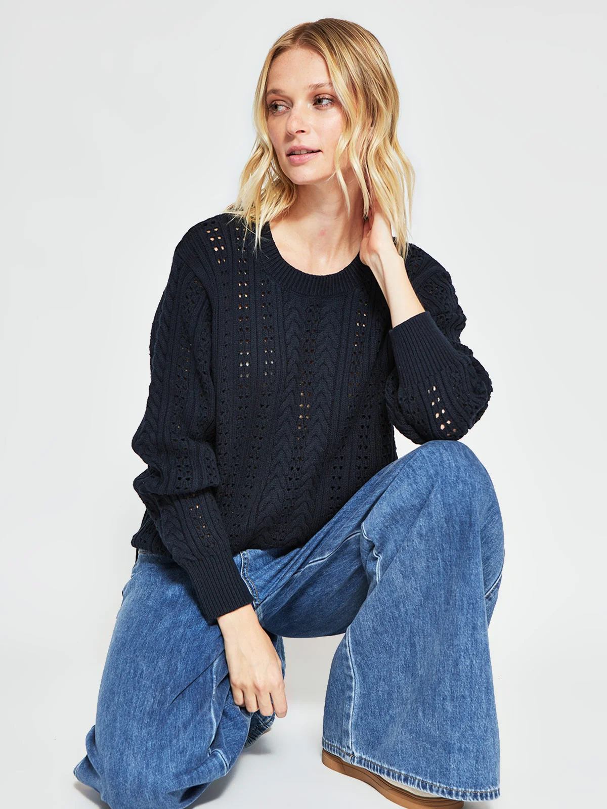 SWEATER MUJER PEPE JEANS ALGODÓN CUELLO REDONDO CALADO - 4