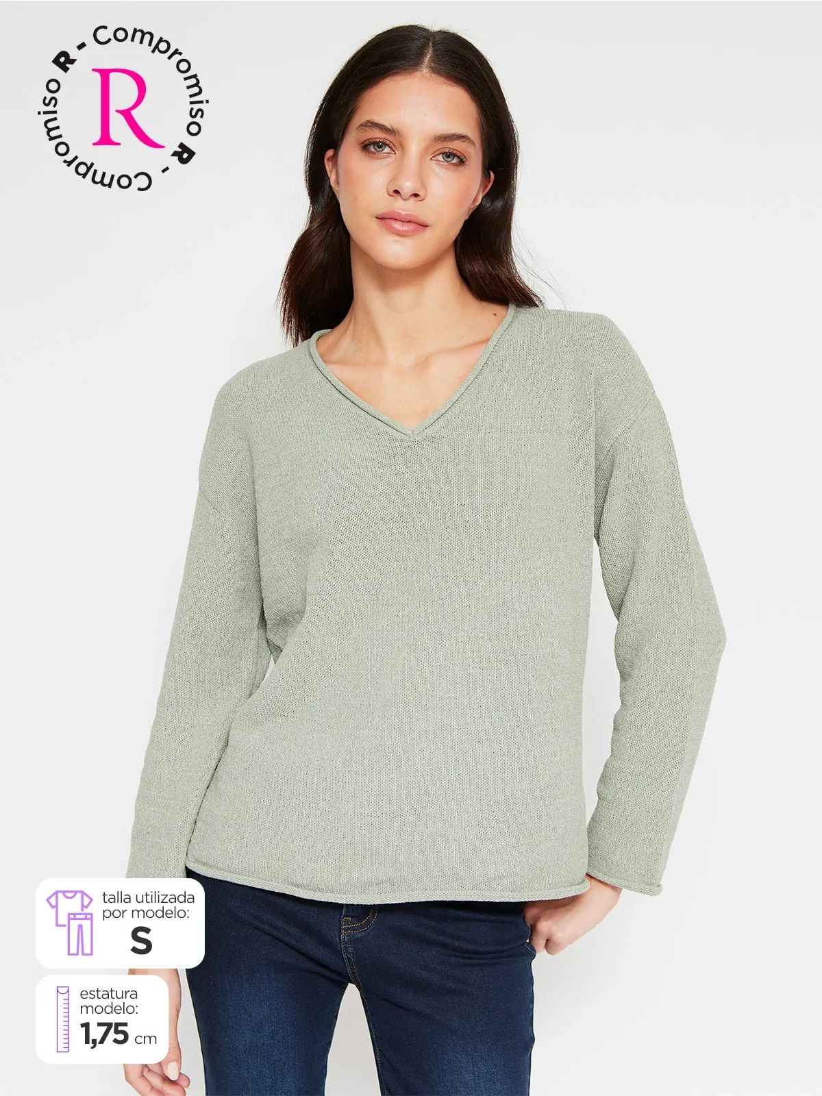 SWEATER MUJER AZIZ CUELLO EN V - 1