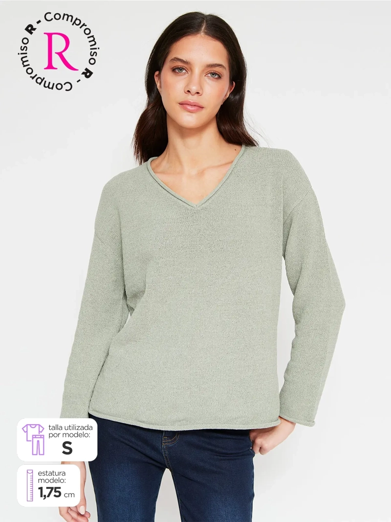 SWEATER MUJER AZIZ CUELLO EN V