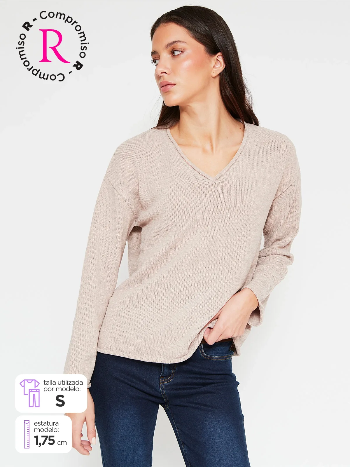 SWEATER MUJER AZIZ CUELLO EN V - 1