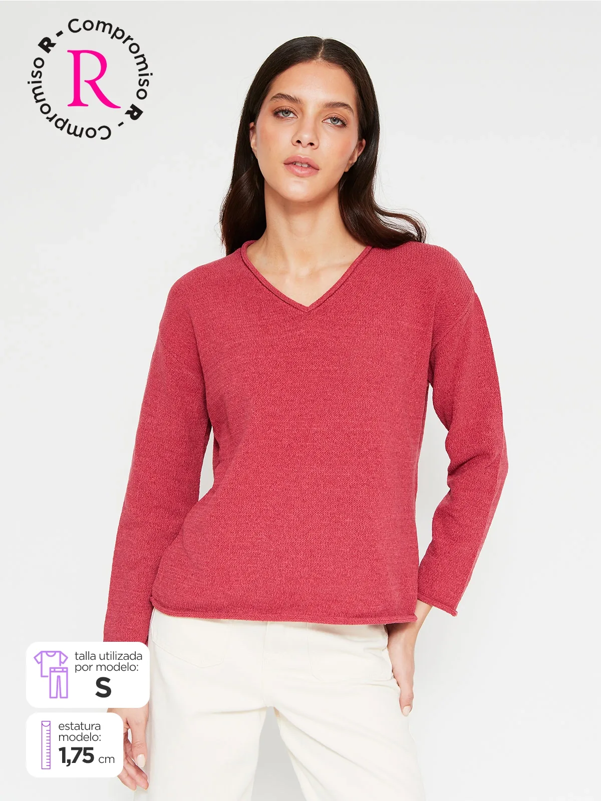 SWEATER MUJER AZIZ CUELLO EN V - 1